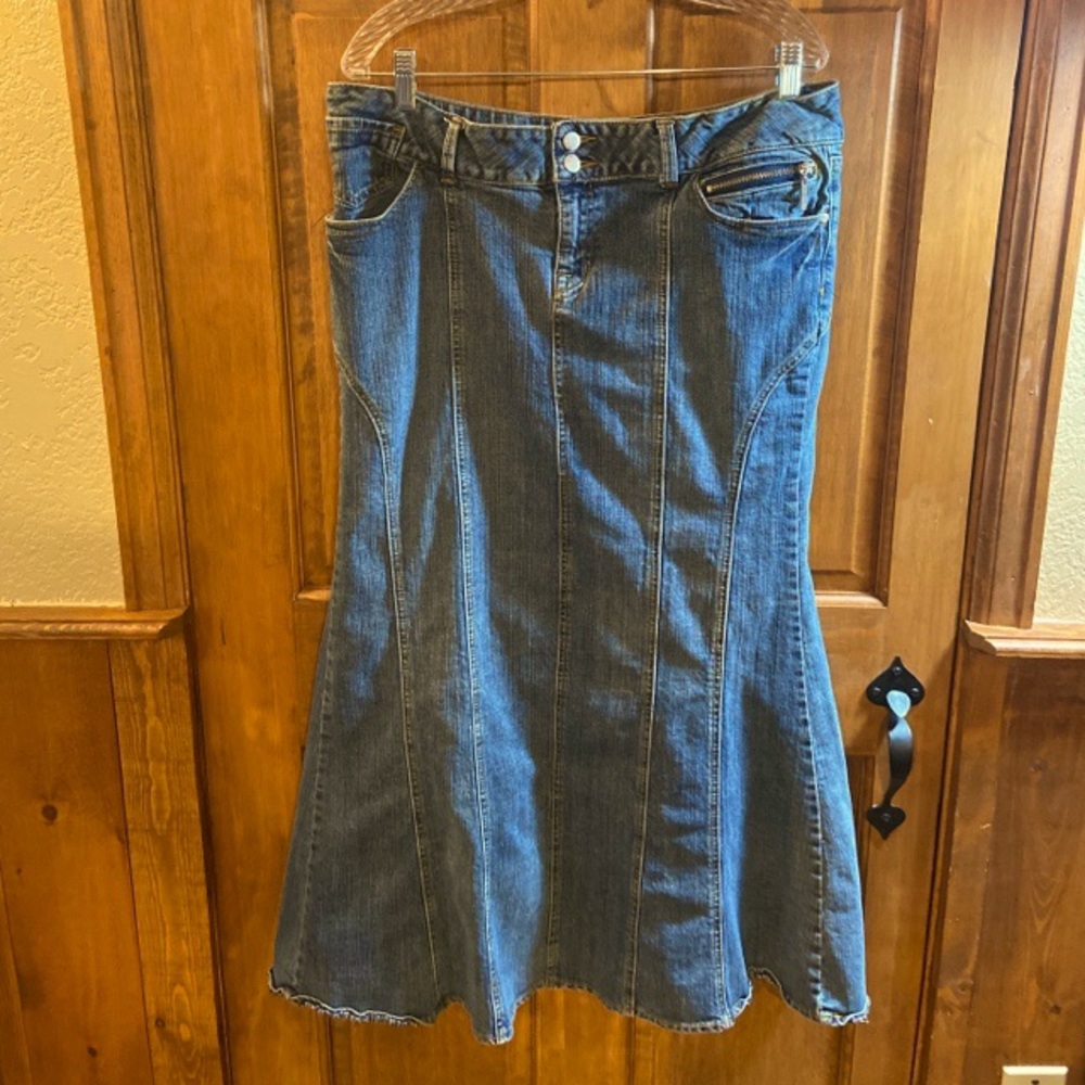 Vintage Bisou Bisou Mermaid Denim Maxi Skirt -14